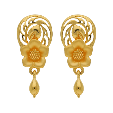 Flower Design Gold Stud with Beads